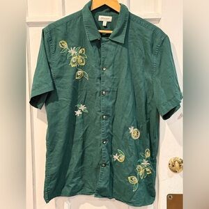 Bonobos Dark Green Embroidered Casual Shirt